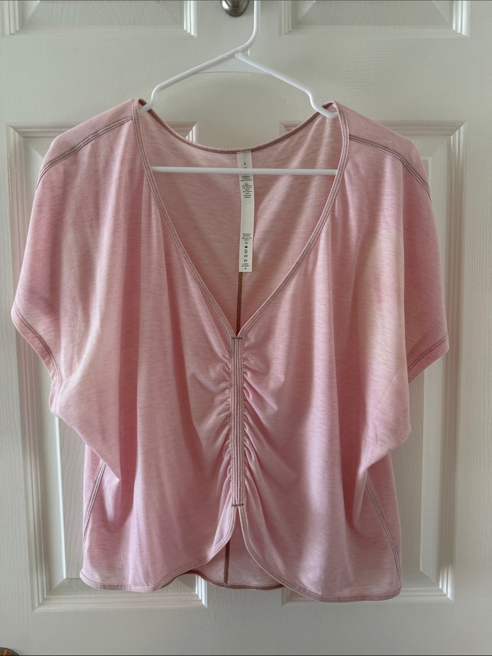 lululemon athletica Light Pink V-Neck Ruched Front Top